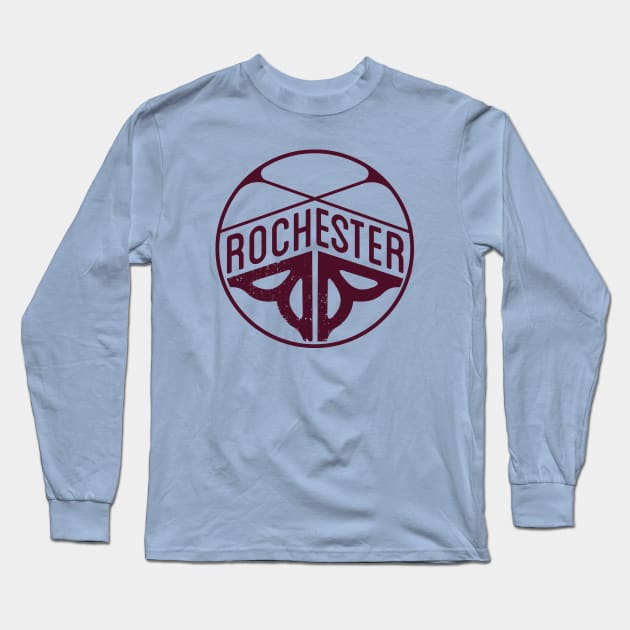 Rochester Flower Logo - burgundy Long Sleeve T-Shirt by todd_stahl_art